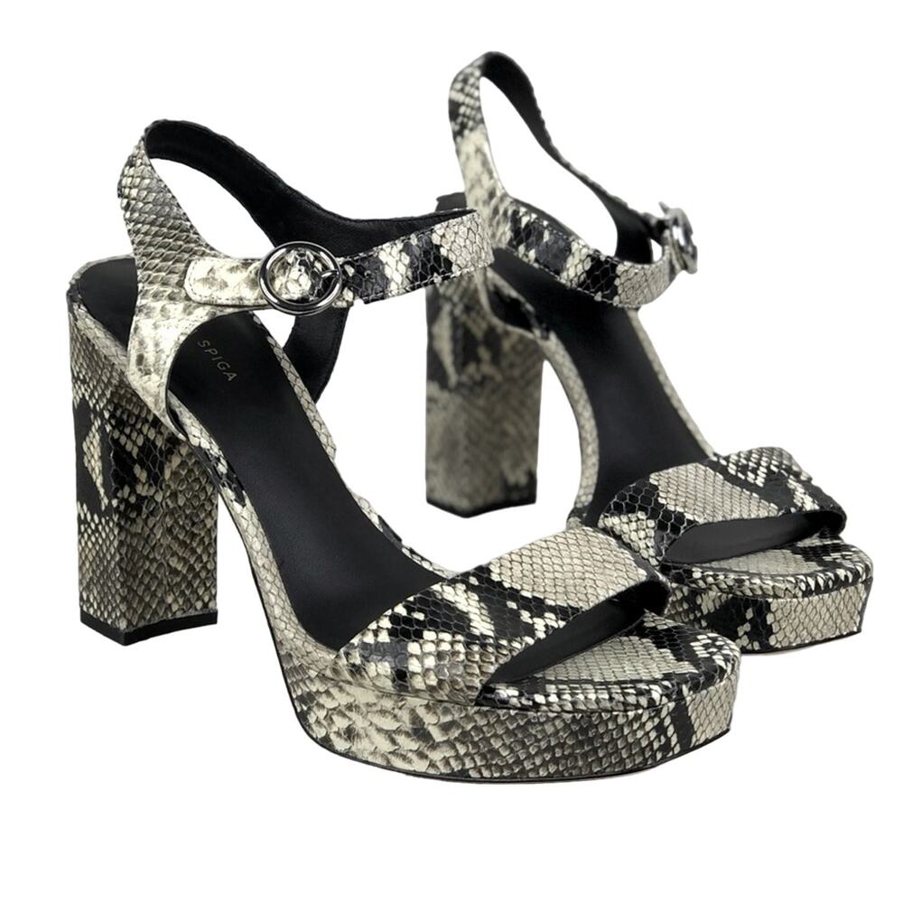 Via Spiga Snakeskin Platform Heels Python Heeled Chunky Sandals US 10 EU 40 $275